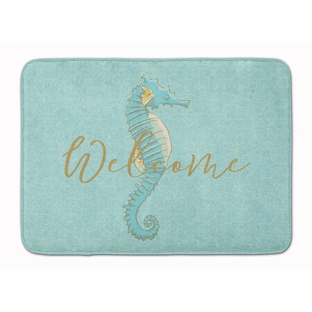 Carolines Treasures Seahorse Welcome Machine Washable Memory Foam Mat BB8547RUG
